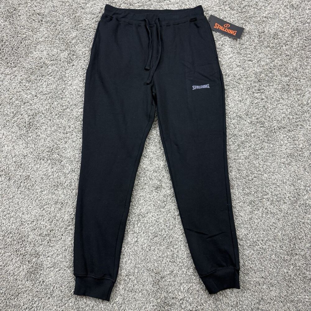 Spalding Black Sweatpants Tapered Fit Back Pocket Mens Size M